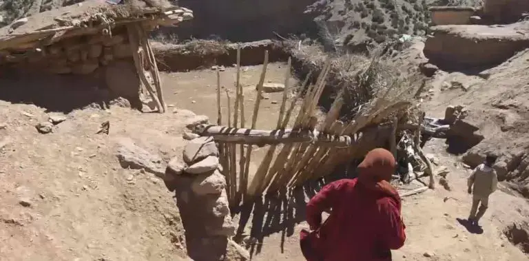 Farm in Morocco, girls running