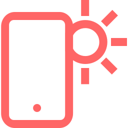 Smartphone with sun icon for outdoor screen readability.