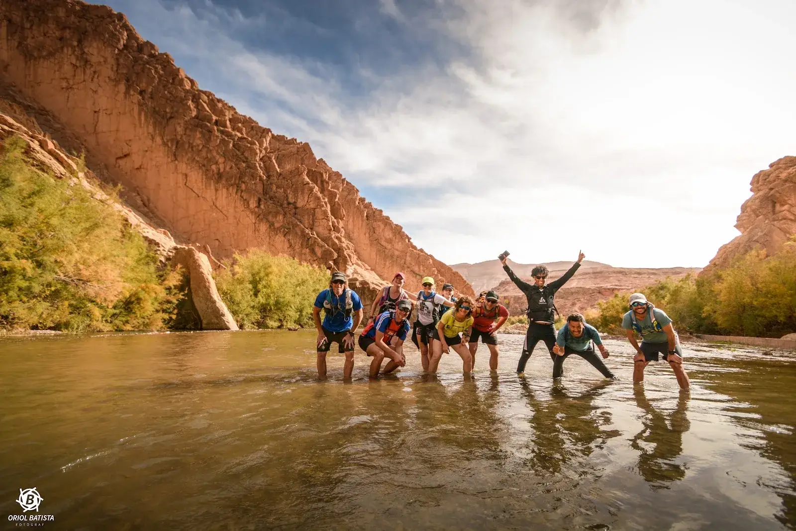 Trail runners crossing the Moroccan High Atlas
