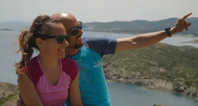 Pablo and Cristina looking out over the Costa Brava coast